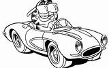 Coloring Car Garfield Pages Driving Cars Cat Kids Color Drive Cartoon Printable His сars Race Simple Print Sheets Boys Dog sketch template