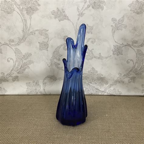 Art Glass Flower Vase Cobalt Blue Bud Vase Summit Art Glass Mid