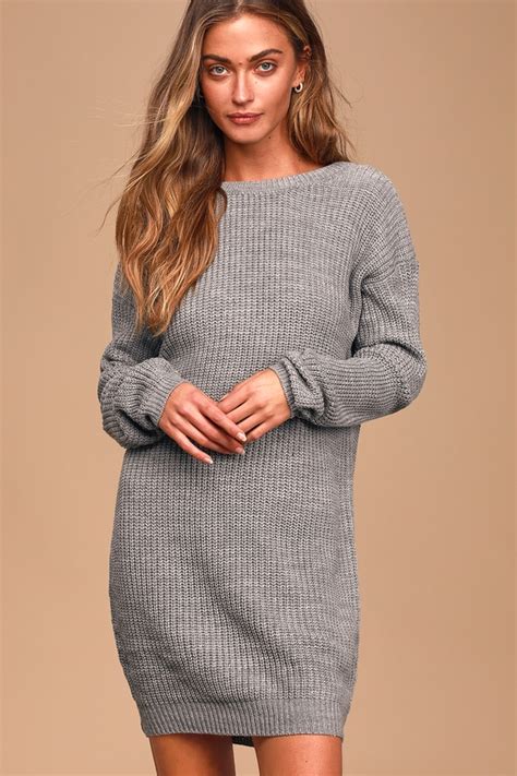 heather grey dress sweater dress backless dress knit dress lulus