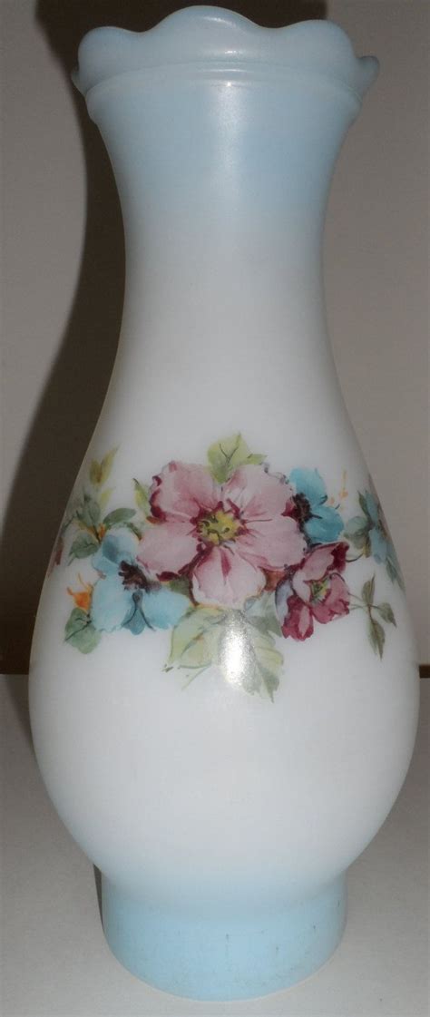 Vintage Floral Milk Glass Hurricane Chimney Replacement Shade Etsy