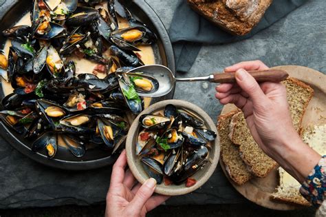 mussels cooked with cream chorizo garlic and flat leaf parsley