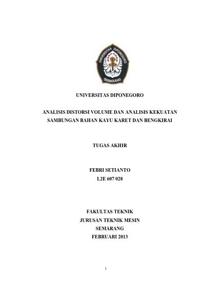 Universitas Diponegoro Analisis Distorsi Volume Dan Analisis Kekuatan