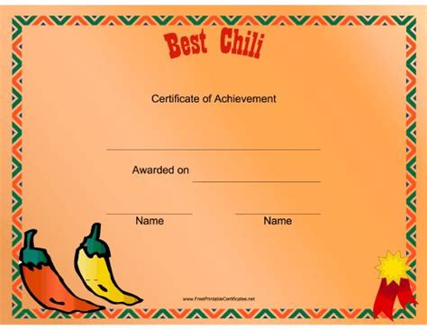 honor  winner   chili cookoff   printable certificate