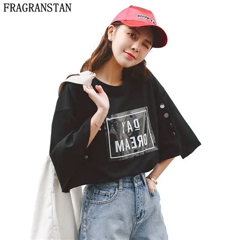 Ladies Summer New Fashion Street Style Letter Printed T Shirt Casual