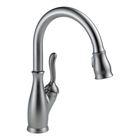 delta  ar dst leland arctic stainless single handle pull  kitchen faucet affordablefaucets