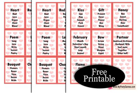 printable valentine taboo game cards