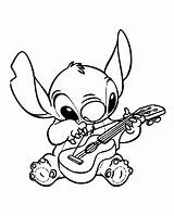 Stitch Coloring Pages Lilo Guitar Playing Angel Print Ukelele Disney Kids Cute Printable Sparky Color Coloring4free Getcolorings Colorings Getdrawings Cartoon sketch template