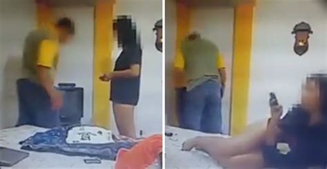 hidden camera footage shows naughty wife attempting to seduce a tv repairman