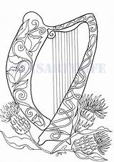 Harp Harpa Arpa Impresionante Colorier Harpe Maravilhosa Colorironline Enregistrée Pintar sketch template