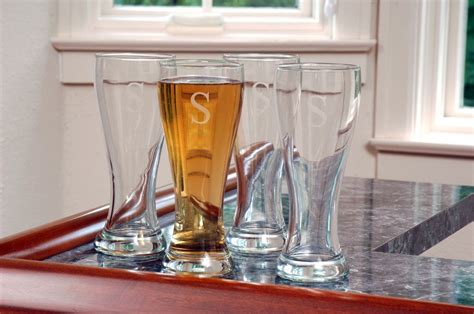 Personalized Pilsner Glass Set Of 4 Monogram 43 99 Gameday