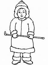 Inuit Coloring Boy Pages Eskimo People Template sketch template