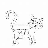 Coloring Cat Vector Outline Cartoon Book Kids Preview sketch template