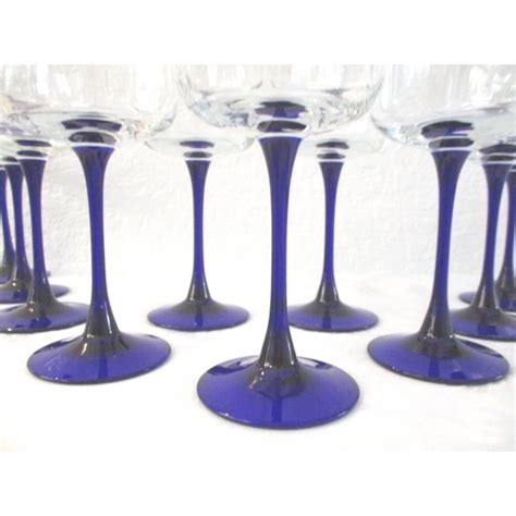 Vintage Cobalt Blue Crystal Roemer Wine Glasses Set Of 10 Chairish