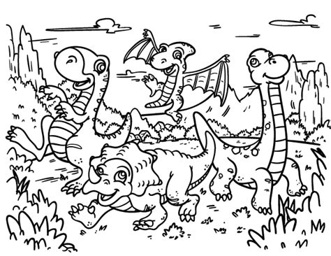 cartoon dinosaur coloring page    https