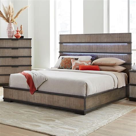 lifestyle mikala contemporary queen platform bed  headboard