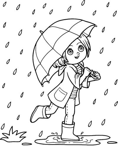 rainy day coloring page rain