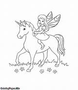 Unicorn Fairy Coloring Riding Pages Kids Colouring Fairies Color Coloringpages Site Rainbow Buy Print Printable Animal Horse Posters Tutorial Name sketch template