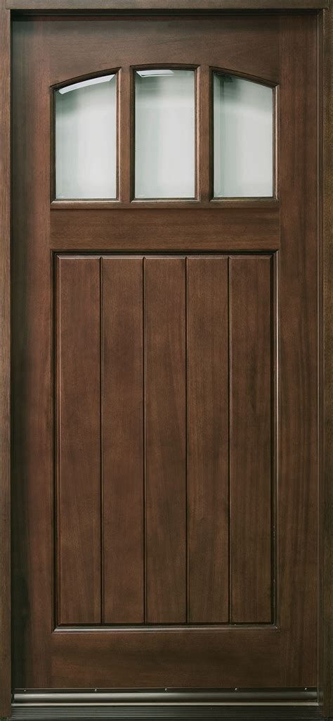 front entry door custom single solid wood  walnut finish