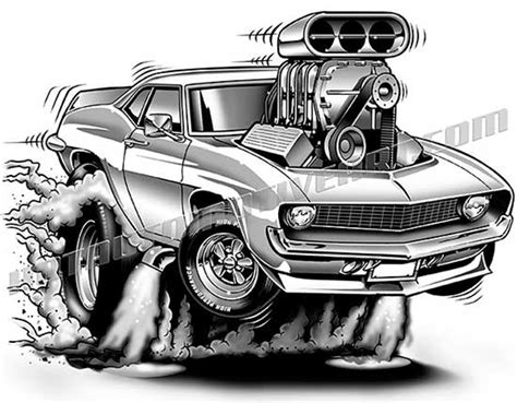 Royalty Free 1969 Chevy Camaro Cartoon Clip Art