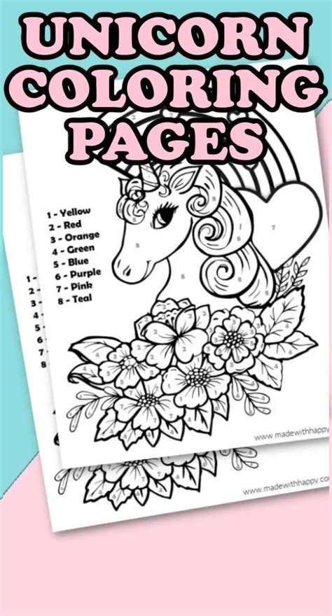 unicorn color  number  printable unicorn coloring pages video