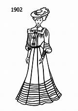 Fashion Drawing 1900 Silhouettes Costume Drawings 1902 Era Timeline Dress 1910 1904 History Line Edwardian Colouring Style Trends Vestidos Htm sketch template