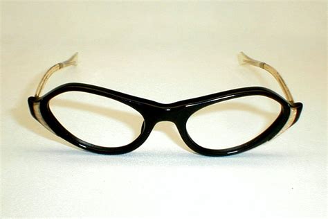Vintage Womens Black Cat Eyes Eyeglasses 50s 60s Raybert Italy