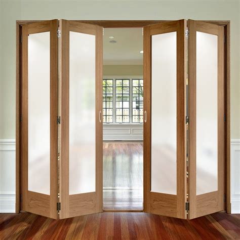 fold oak pattern  style folding  door set  obscure glass