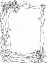Coloring Nature Frame Pages Wild Printable Flowers Flower Color Adult Floral sketch template