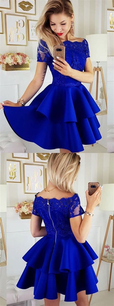 Cute Royal Blue Homecoming Dresses New Fashion A Line Halter Lace