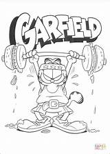 Coloring Exercise Pages Printable Dumbell Garfield sketch template