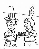 Coloring Thanksgiving Pages Pilgrim Indian Printable Holidays Colouring sketch template
