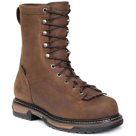 mens rocky iron clad  waterproof steel toe work boots copper  work boots
