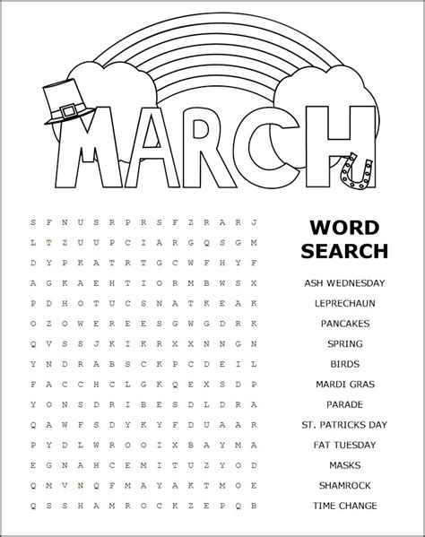 march word search  printable printable word searches
