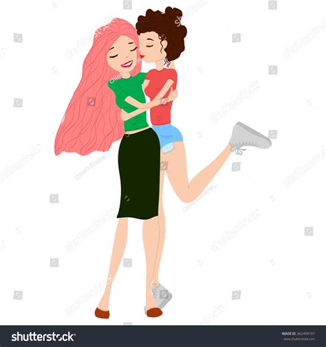 two gay girls being happy hugging and kissing stock vector illustration 362499197 shutterstock