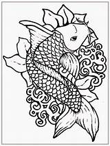 Coloring Pages Fish Koi Adult Adults Realistic Printable Galaxy Japanese Trippy Cool Simple Print Ocean Outline Drawing Color Easy Getcolorings sketch template