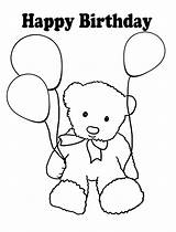 Birthday Coloring Bear Teddy Pages Balloons sketch template