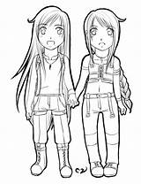 Twins Chibi Lineart Anime Coloring Valentine Pages Colouring Mila Deviantart Template sketch template