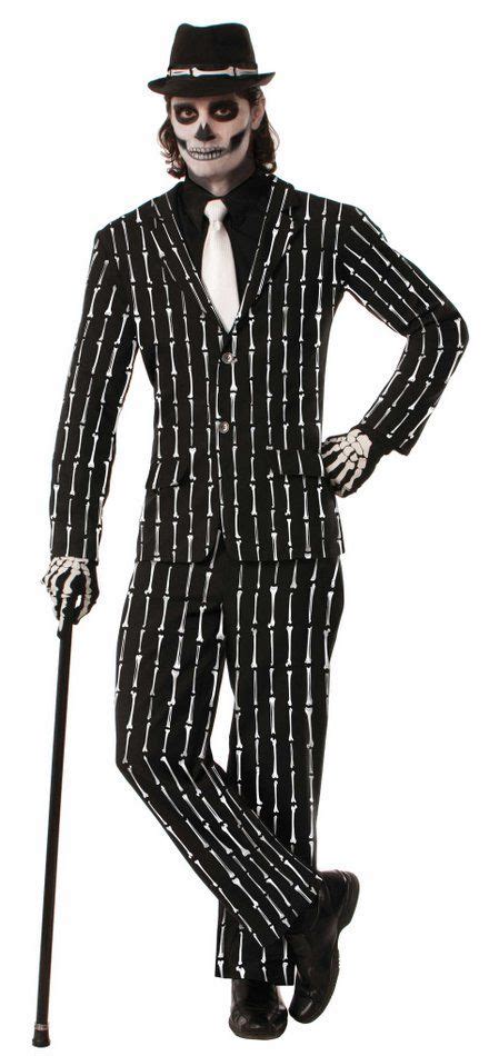 Men S Skeleton Bones Pinstripe Suit Costume Dia De Los