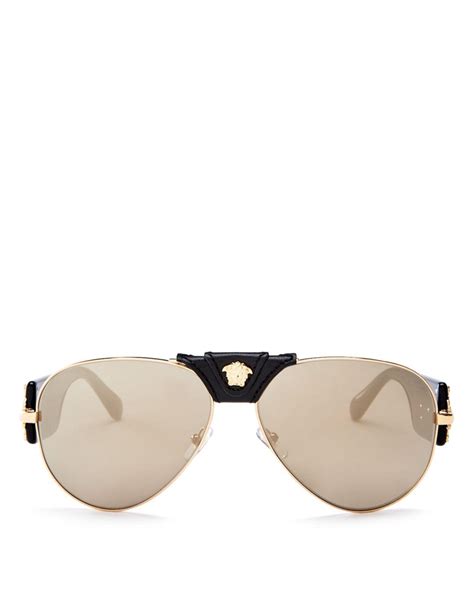 Versace Men S Mirrored Aviator Sunglasses In Metallic For