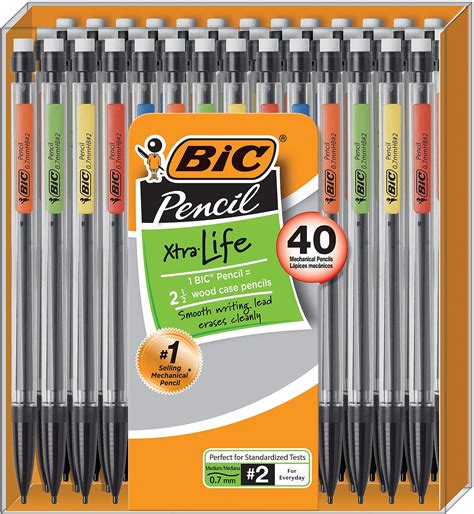 bic xtra life mechanical pencils   medium lead pack mppmj blk