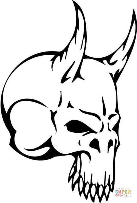 devil skull coloring page  printable coloring pages