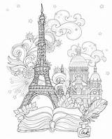Eiffel Tower Paris Coloring Drawing Easy Pages Vector Zen Stylized Doodle Printable Getdrawings Sketch Illustration sketch template
