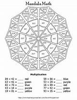 Mandala Multiplication Number Color Digit Math Whooperswan sketch template