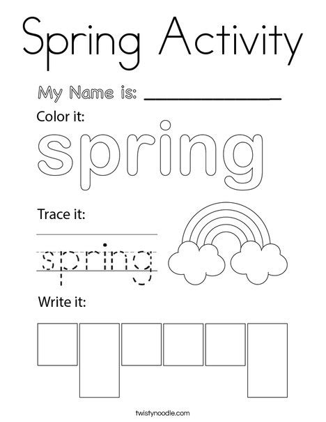 spring activity coloring page twisty noodle