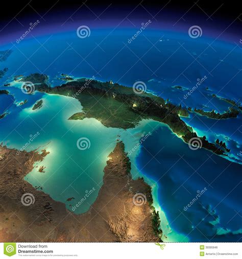 Night Earth Australia And Papua New Guinea Stock