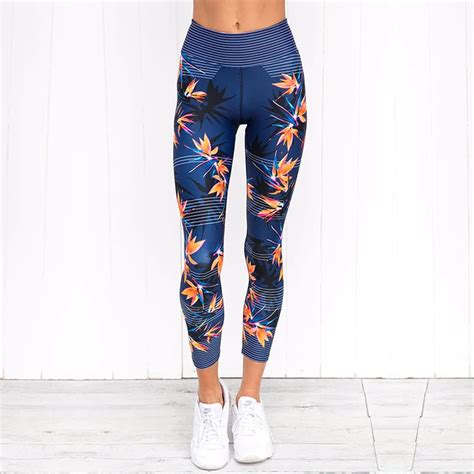 women high waist fitness yoga pants printed elastic leggins sport women