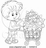 Shopping Cart Boy Clipart Pushing Presents Illustration Royalty Bannykh Alex Coloring Pages Vector Printable 2021 sketch template