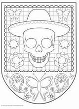 Picado Papel Para Colorear Printable Muertos Los Dibujos Dead Patterns Día El Fiesta Coloring Pages Template Mexican Hacer Dificultad Diferentes sketch template