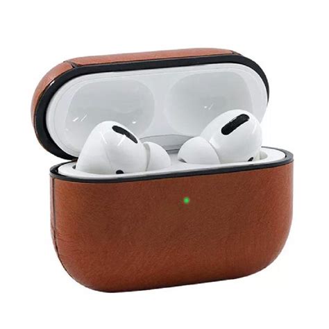 protective case   air pods pro leather wireless charging case protective cover brown