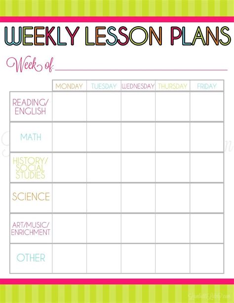 lesson plan calendar template
